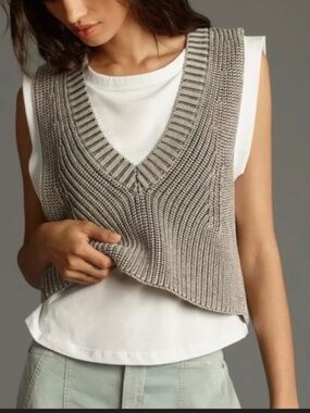 Anthropologie Pilcro Twofer Sweater Tee Size Medium Color Moss (Q6-1) (E)